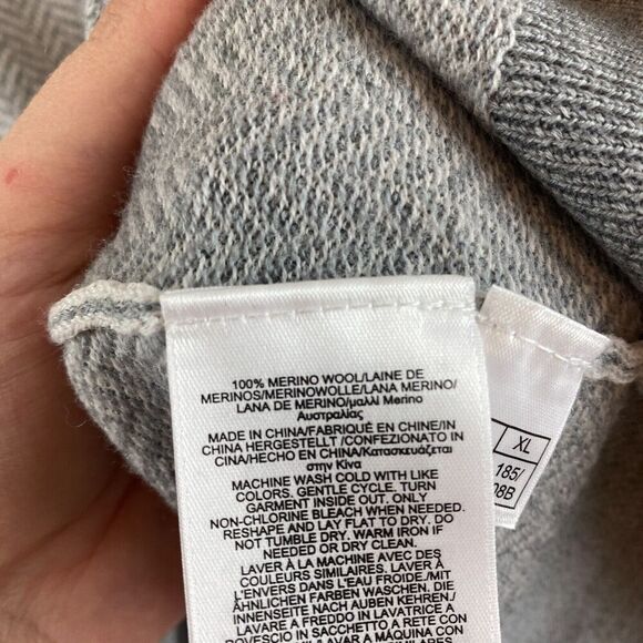 Brooks Brothers Sweater Grey Italian Yarn Merino Wool 1/4 Zip Herringbone Sz XL - Picture 4 of 10